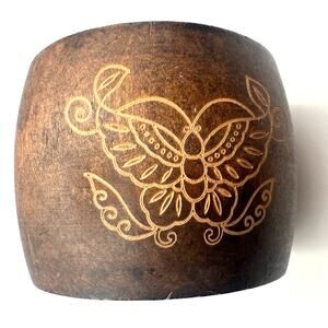 Butterfly Wood Bangle Bracelet Oversized Statement Boho Jewelry Bohemian